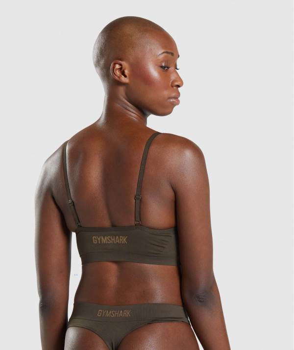 Damske Spodne Pradlo Gymshark Seamless Low Neck Bralette Hnede | JU2683159